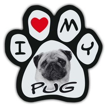 Picture Paws  Dog Paw Shaped Magnets: I LOVE MY PUG  Car Magnet