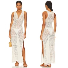 Bathing Suit Cover Up Crochet Boho Vest Dress Summer Beach Bikini Long Sundress