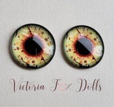 Blythe Doll Eyechips Yellow Spooky Realistic Eye Chips 14mm Custom Furby Bjd