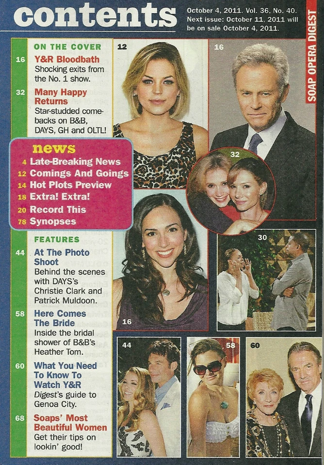 Soap Opera Digest Magazine October 4 2011 Most Beautiful Women Galen Gering - Image 2 of 3