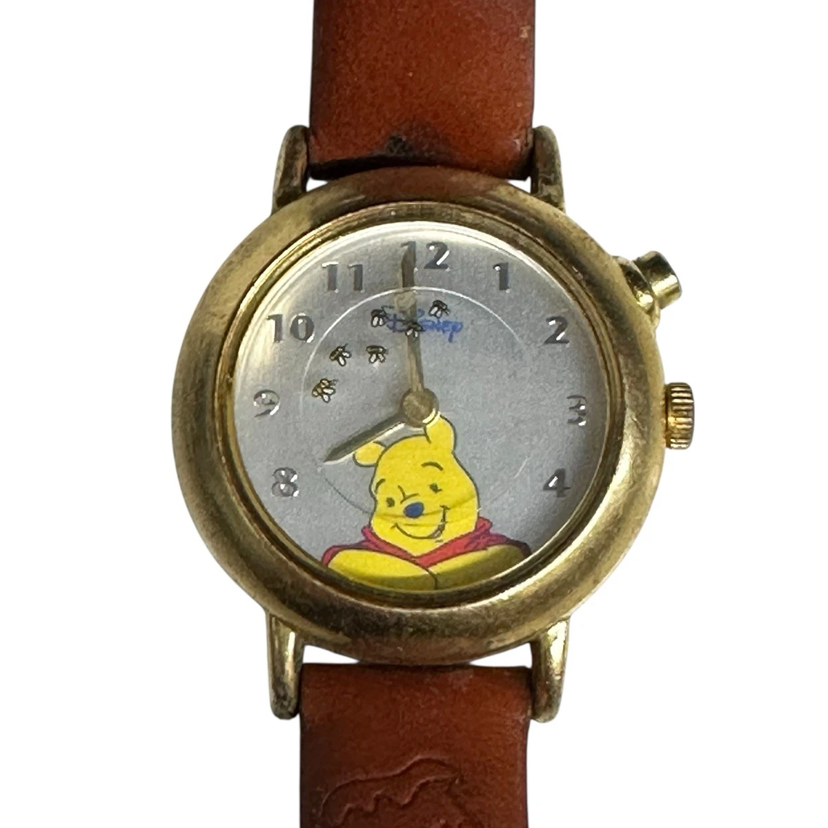 Vintage Winnie the Pooh Wristwatch with Rotating Bees as the second hand Vintage Watch Disney Winnie The Pooh Rotating Bees Leather  main image 2