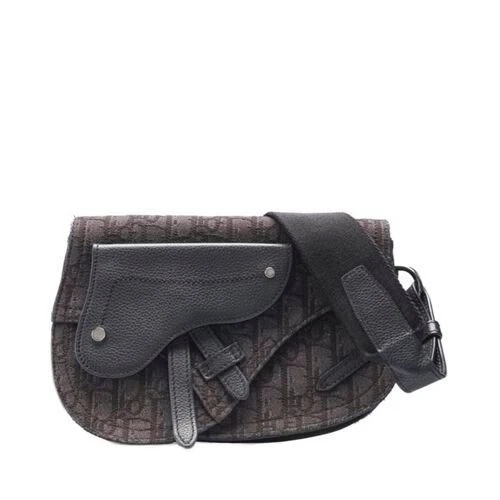 Sac bandoulière Dior noir oblique pochette selle sangle 12345 120805053