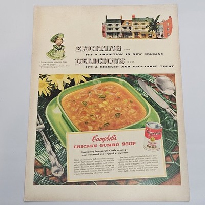 Campbells 1 Print Ad Life 1953 Chicken Gumbo 