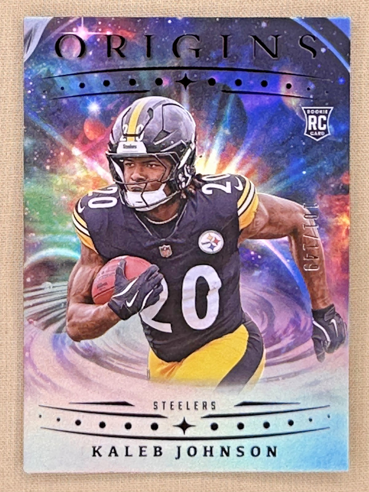 2025 Panini Origins Kaleb Johnson RC Holo Silver /149 Pittsburgh Steelers #104