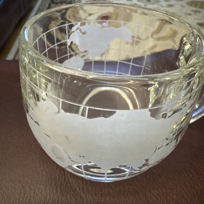 Vintage Nestle Nescafe 1970 s Clear Glass Globe World Coffee/Tea Mug/Cup