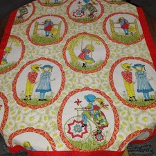 Handmade Vtg Holly Hobbie Baby Lap Blanket Toddler Quilt 38 x 48