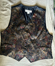 Norton McNaughton Floral Jacquard Formal Vest Size 16 Rayon/Poly Multicolor