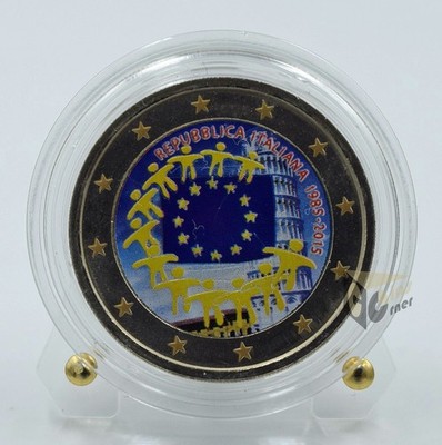 Italy 2015 30 years of the EU flag 2 Euro Colorized Coin