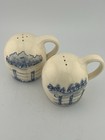 Round Dome Hand Painted & Crafted Pottery Salt And Pepper Shakers - Blue Design — photo 2