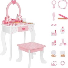 Kids Vanity Set, Table & Chair Vanity Set With Mirror (Includes 15 pcs multiple