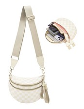 Checkered Crossbody Bum Bags for Women, Spacious Water-Resistant Nylon Should...