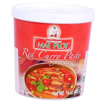 Mae Ploy Red Curry Paste, Authentic Thai Red Curry Paste For Thai Curries And 