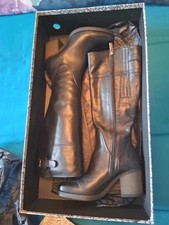 Ladies Girls Black Leather Duo Boots Size UK 4/37 WOMEN New With Box