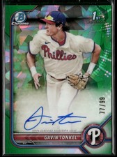 2022 Bowman Chrome #CPA-GTL Gavin Tonkel Autographs Green Atomic Refractor #/99