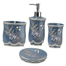 4pc Bathroom Accessories Sets Modern Classic Soap Dispenser, Capri 4 Piece Set