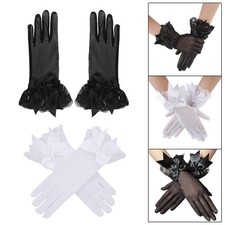 Damen Spitzenhandschuhe Schleife Dekor kurze Handschuhe für Cosplay