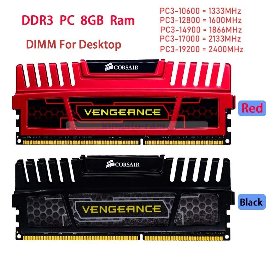 CORSAIR Vengeance 8 GB DDR3 2400 MHz 2133 1866 1600 1333 DIMM Desktop Ram 240Pin - Image 2 of 4