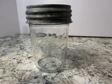 Vintage Ball Mason Jar Half Pint Zinc Lid Made In USA Farmhouse Decor