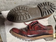 Grenson Sid Men's Brogue Hi Shine Maroon 10 New Goodyear Commando Soles 