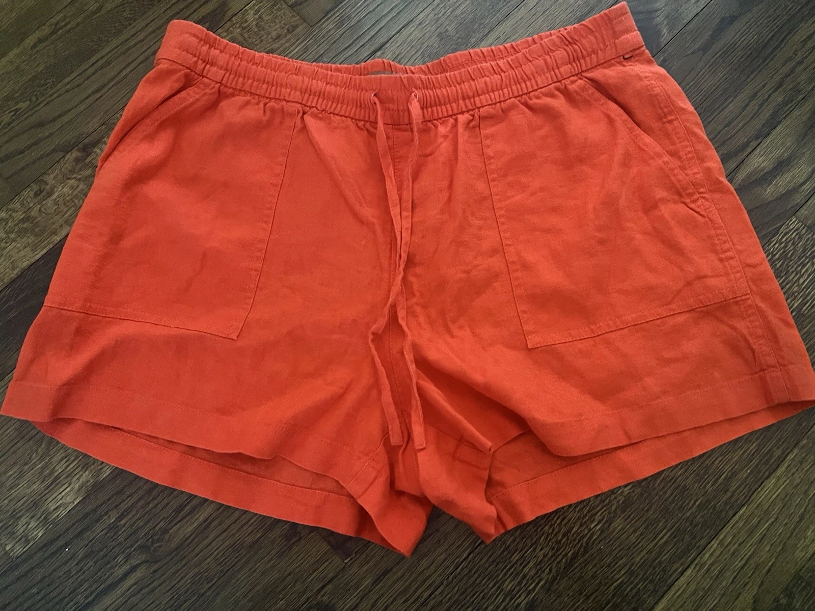 Ntw Missoni Bright Tangerine Orange Linen Drawstring Shorts Size 44 8 US