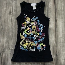 Extremely Me! Black Graphic Tank Top Size 10/12 Girls Grunge Y2K