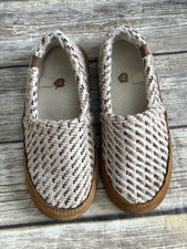 Acorn Women's Sz 5/6 Moc Slippers Woven Tweed Neutral Memory Foam