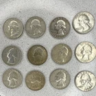 Washington Quarter Silver 25C 1964 Circulated Lot of 12 Coins