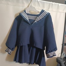 Vintage Baby Toddler Dress Nautical Navy Blue And White Sailor 4 Toddler CL1