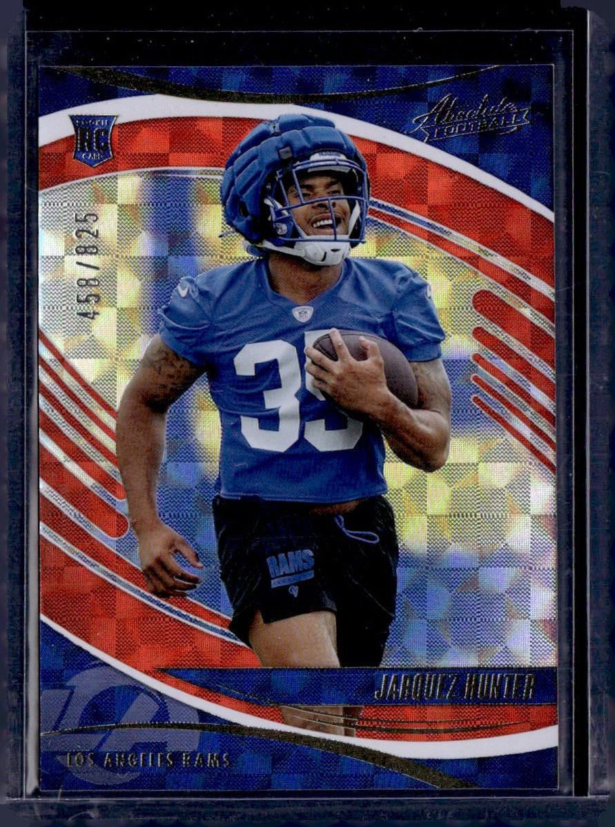 2025 Panini Absolute #136 Jarquez Hunter Orange Mosaic #/825