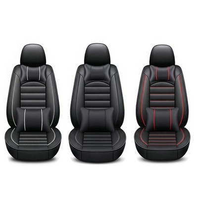 Universal Fit 5-Seat Car Seat Covers, PU Leather, Waterproof Sporty Design