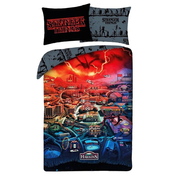 Stranger Things Kinder BettwäSche Set Einzel 2In1 Design Neu Bezug Kissenbezug-image