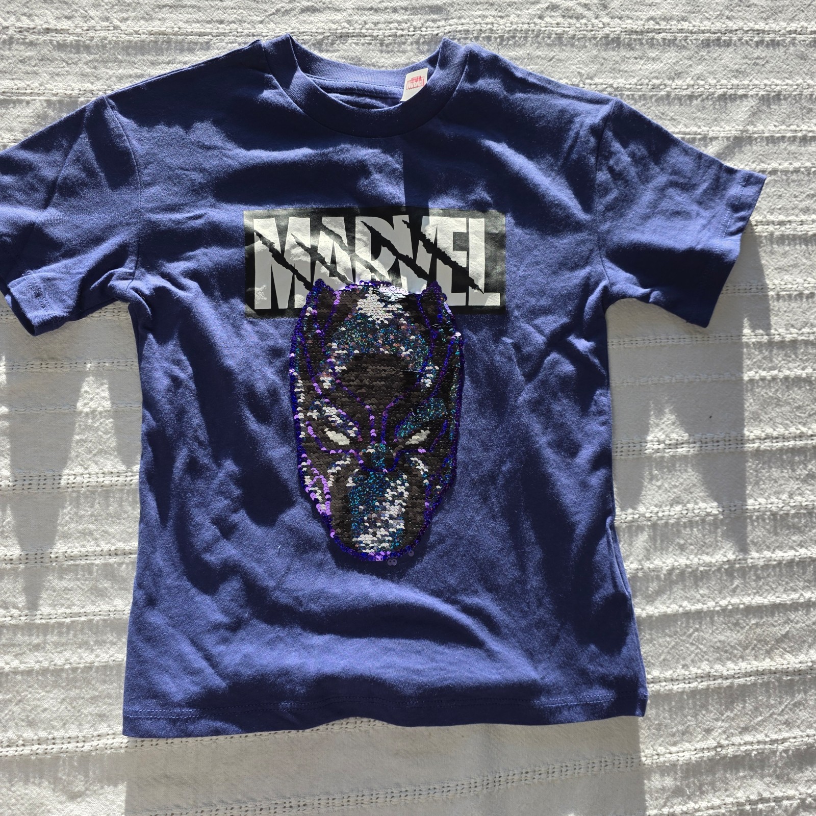 Marvel Black Panther Flip Sequin Graphic Tee Purple Kids Short Sleeve