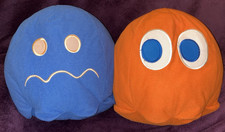 Namco Pac-Man Ghost Plush Lot - 12"x12"x10" Clyde and Frightened Ghost