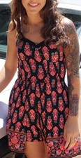 Band of Gypsies Boho Bustier Mini Dress Floral Cottagecore Festival Pockets MED