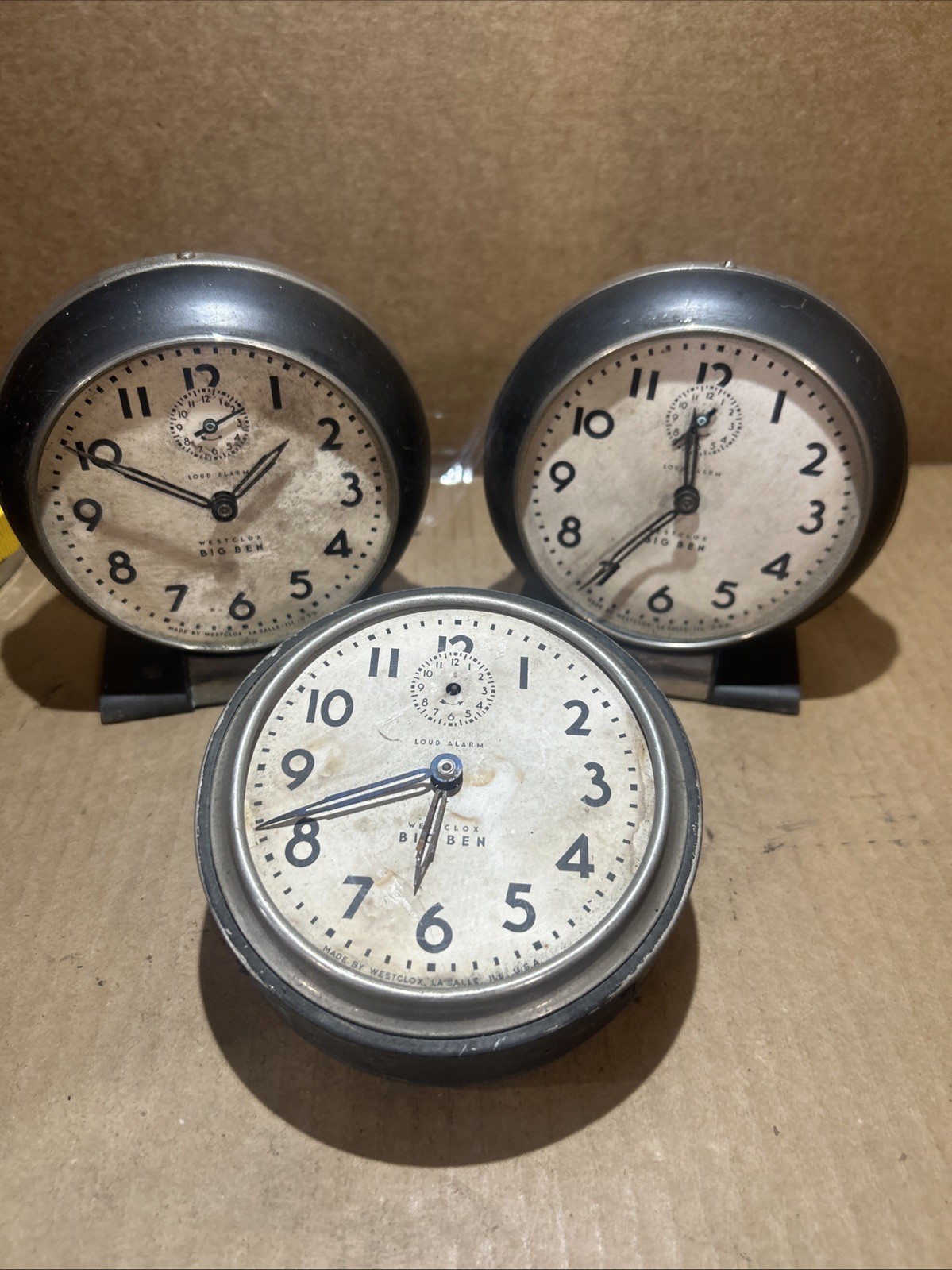 1935 Westclox Style 4 61N Big Ben Wind Up Alarm Clock For Parts/Repair Lot Of 3