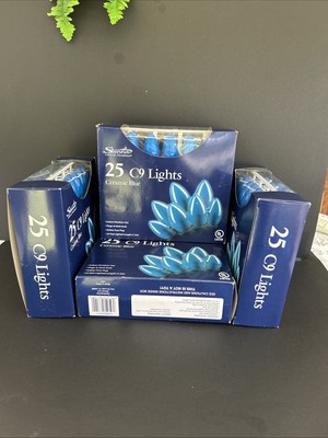 NEW!!  4-Sets Sienna C9 25 Blue BULB 4th Of July Or CHRISTMAS LIGHT SET, 24 Feet