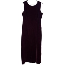 Maggy London VTG Dress Women's Petite 12 Maroon Velvet Gown Gala Romantic Formal
