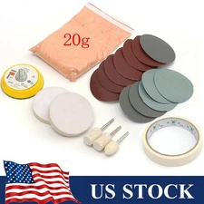 20pcs Car Window Glass Polishing Kit Sanding Paper Grits 20g Cerium Oxide Powder