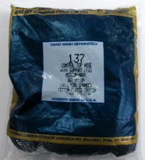 1 x Silkies Medium NAVY 137 Control Top Hose w/ Support Legs USA Made Vtg