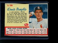 1962 Post Cereal #164 Ernie Broglio  Cardinals 4 - VG/EX