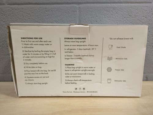 NEW Zip Top Baby Breast Milk Storage Set of 6 With Freezer Tray- Plastic Free A4 - Picture 2 of 9