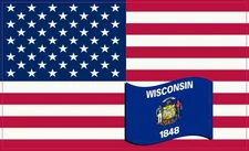 5×3 America and Wisconsin Flag Magnet Vinyl State Decal Car Truck Bumper Magnets