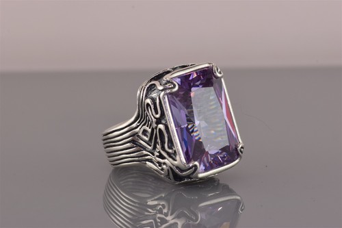 Sterling Silver Lavender Fields R2001 Statement Band Ring 925 Sz: 8 - Imagen 2 de 8