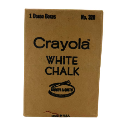Vintage Binney & Smith Crayola White Chalk No. 320   12 New Boxes (Made in USA)