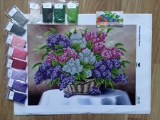 Bead Embroidery Kit Lilac Flowers Beadwork Beading Needlepoint Beads Stitching