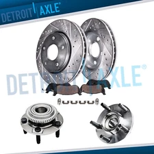 Front Drilled Rotors Brake Pads Wheel Hubs for 1999-2004 Ford Mustang Base GT
