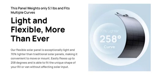 ECOFLOW 100W Flexible Solar Panel with High Efficiency Solar Modules, IP68 - Picture 11 of 16
