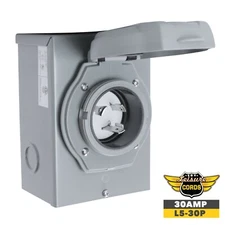 Leisure Cords 30 Amp Generator Power Inlet Box NEMA L5-30P 120 Volt ETL Listed