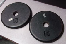 Lot of (2) CAP BARBELL 5lb 1" Hole Weights Plates 2 x 5lb