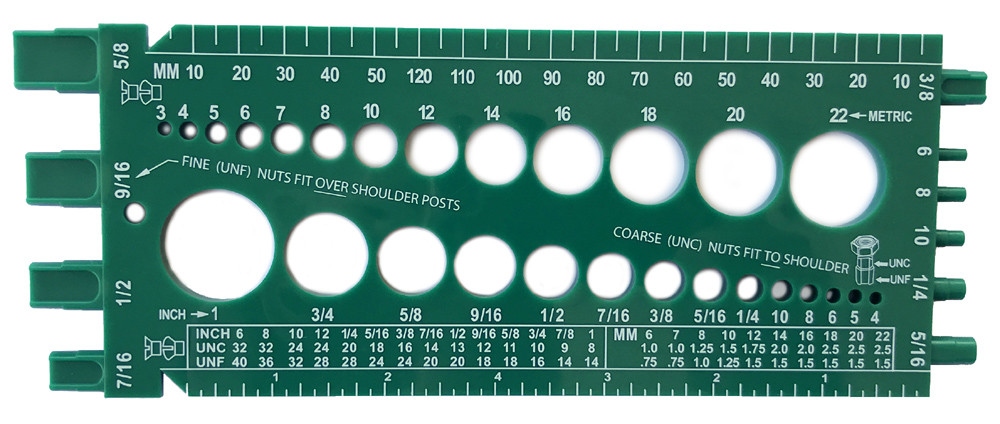 Screw Bolt Nut Thread Measure Gauge Size Checker (Standard & Metric) Color:Green